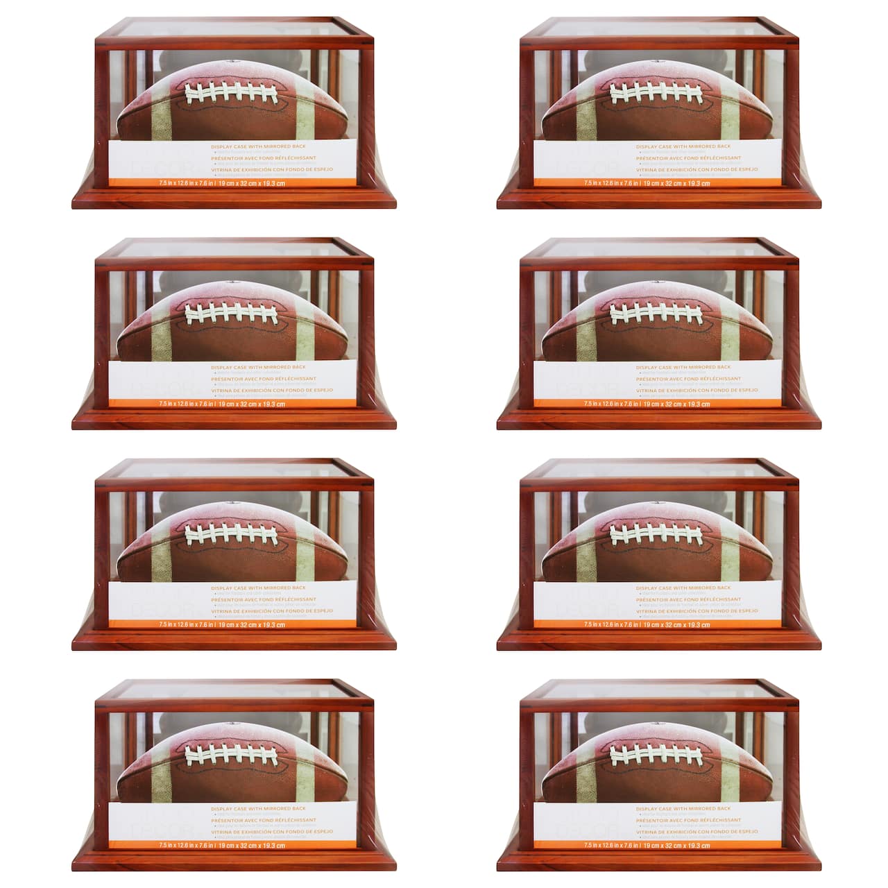 8 Pack: Brown Football Display Case with Mirror Back by Studio Décor®